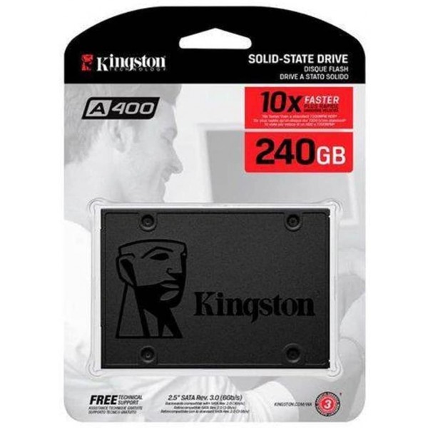 SSD Kingston A400, 240GB, SATA, Leitura 500MB/s, Gravação 350MB/s - SA400S37/240G